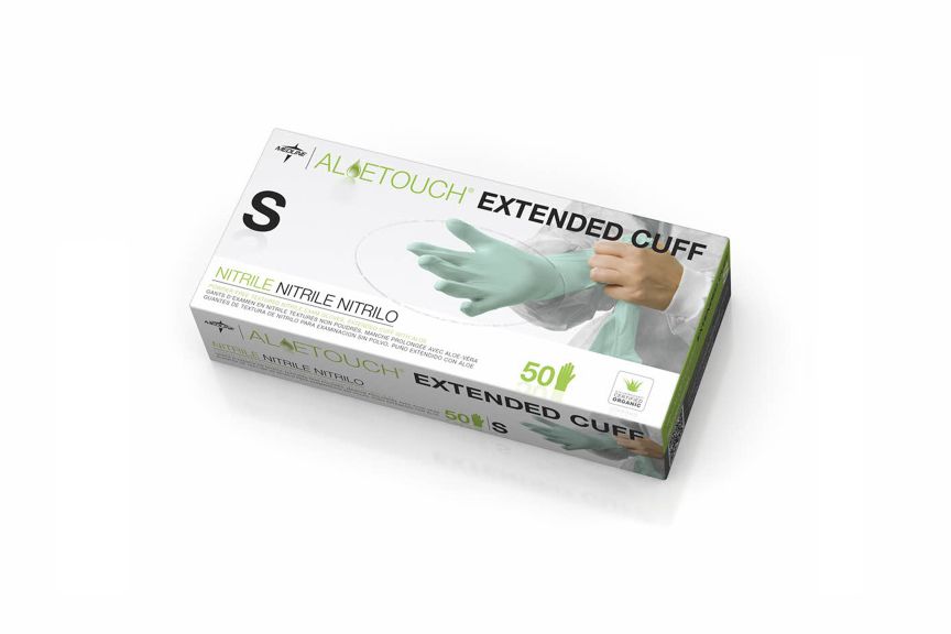 Aloetouch® Extended Cuff Green Nitrile Exam Gloves
