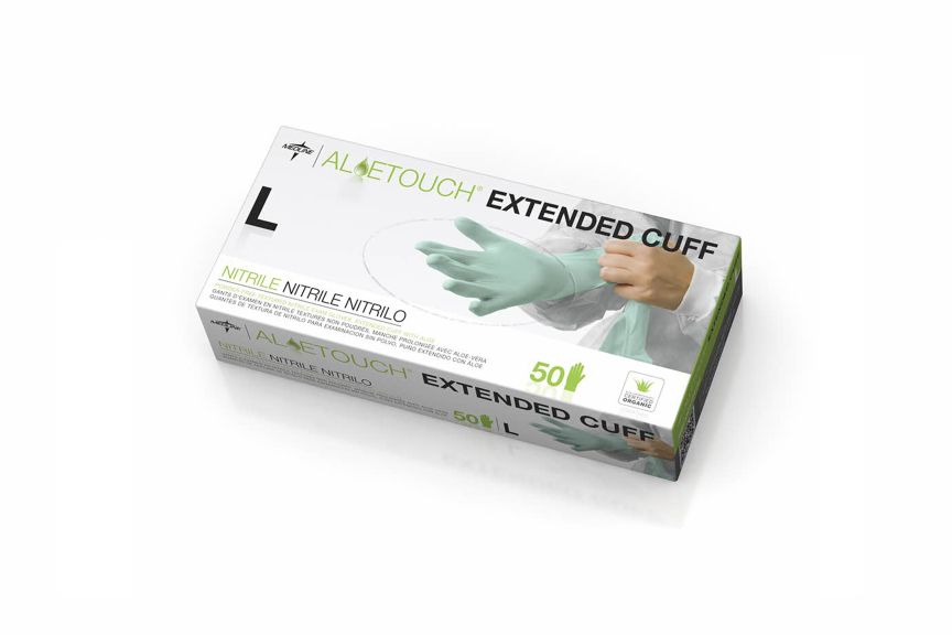 Aloetouch® Extended Cuff Green Nitrile Exam Gloves