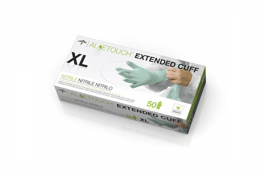 Aloetouch® Extended Cuff Green Nitrile Exam Gloves